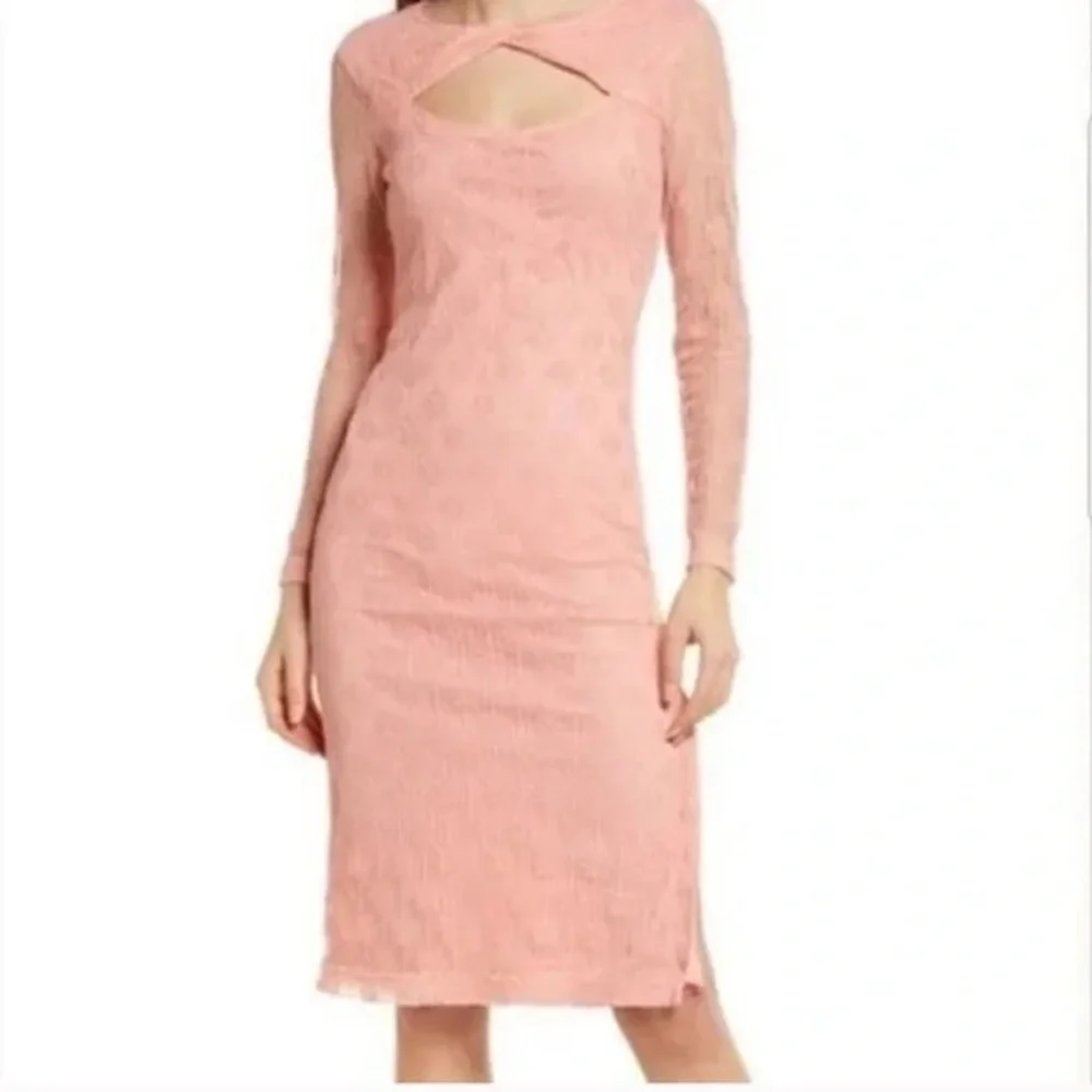 BB Dakota Steve Madden Twist Neckline Lace amici Dress Coral NWT - Picture 1 of 9